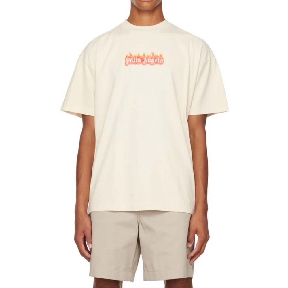 Palm Angels Beige Short Sleeve Tee